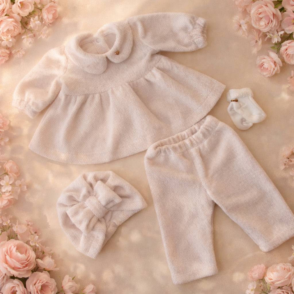 Elegant White Baby Set - Dress, Pants & Headband - Size 62 EU (0-3 months)