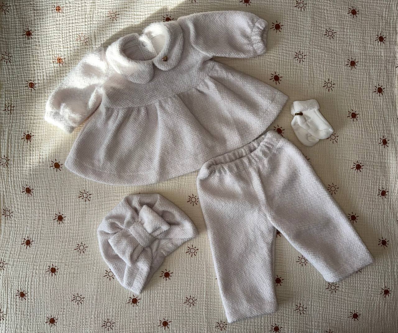 Elegant White Baby Set - Dress, Pants & Headband - Size 62 EU (0-3 months)
