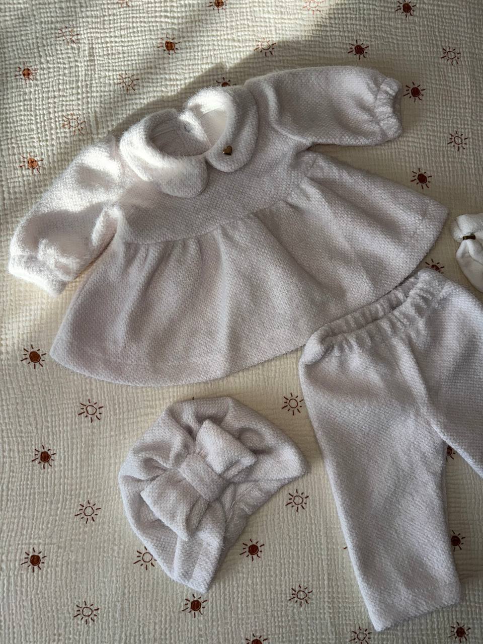 Elegant White Baby Set - Dress, Pants & Headband - Size 62 EU (0-3 months)