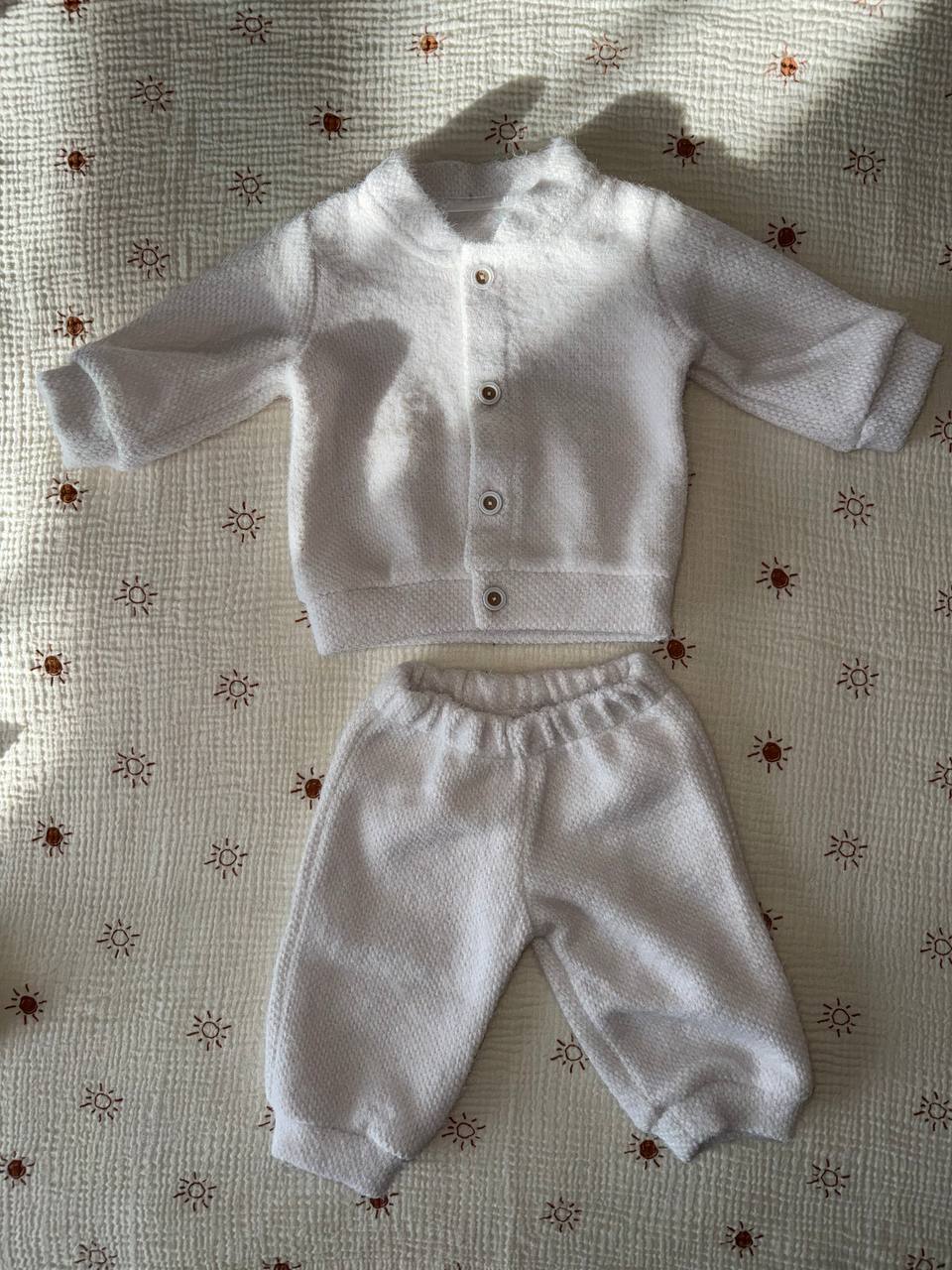 Luxury White Baby Christening Set with Embroidered Bodysuit - Size 68 EU (3-6months)