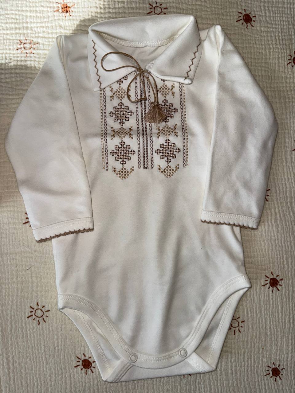 Luxury White Baby Christening Set with Embroidered Bodysuit - Size 68 EU (3-6months)