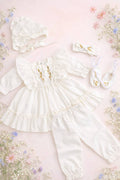 Luxury Baby Girl Christening Outfit Set – Embroidered Dress & Bonnet - Size 68 EU (3-6 months)