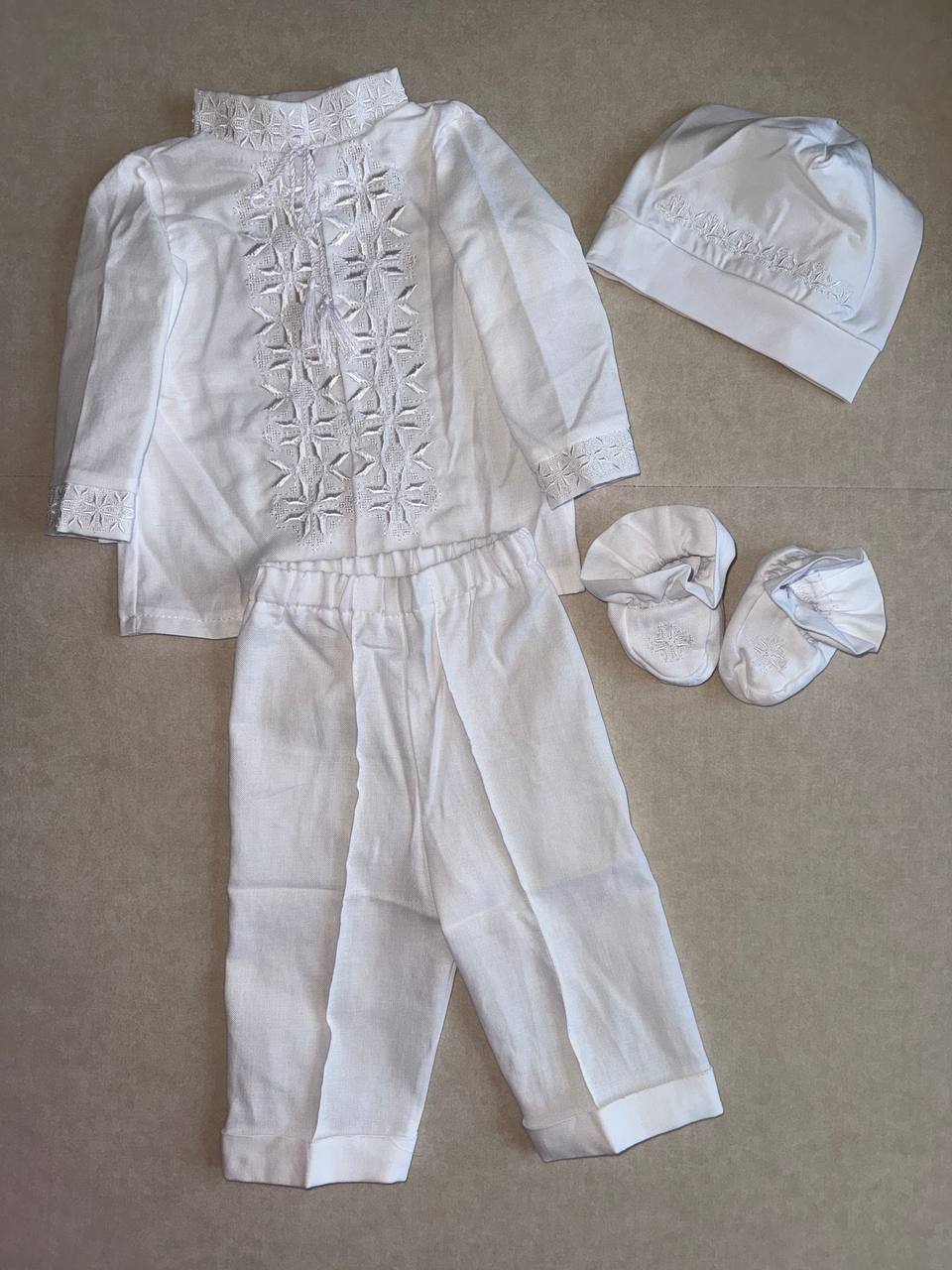 Luxury White Baby Christening Set with Traditional Embroidery - Size 74 EU (6-9months)
