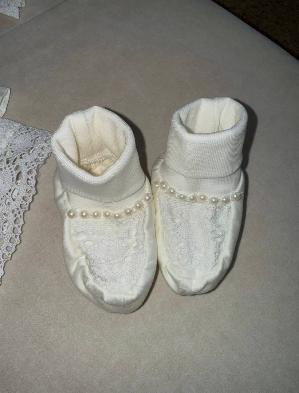 Vintage Ivory Baby Christening Dress Set with Lace Details - Size 68 EU (3-6months)