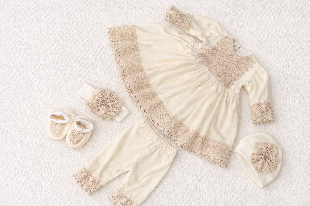 Baby Girl Special Occasion Set – Lace Detail Outfit - Size 62 EU (0-3 months)