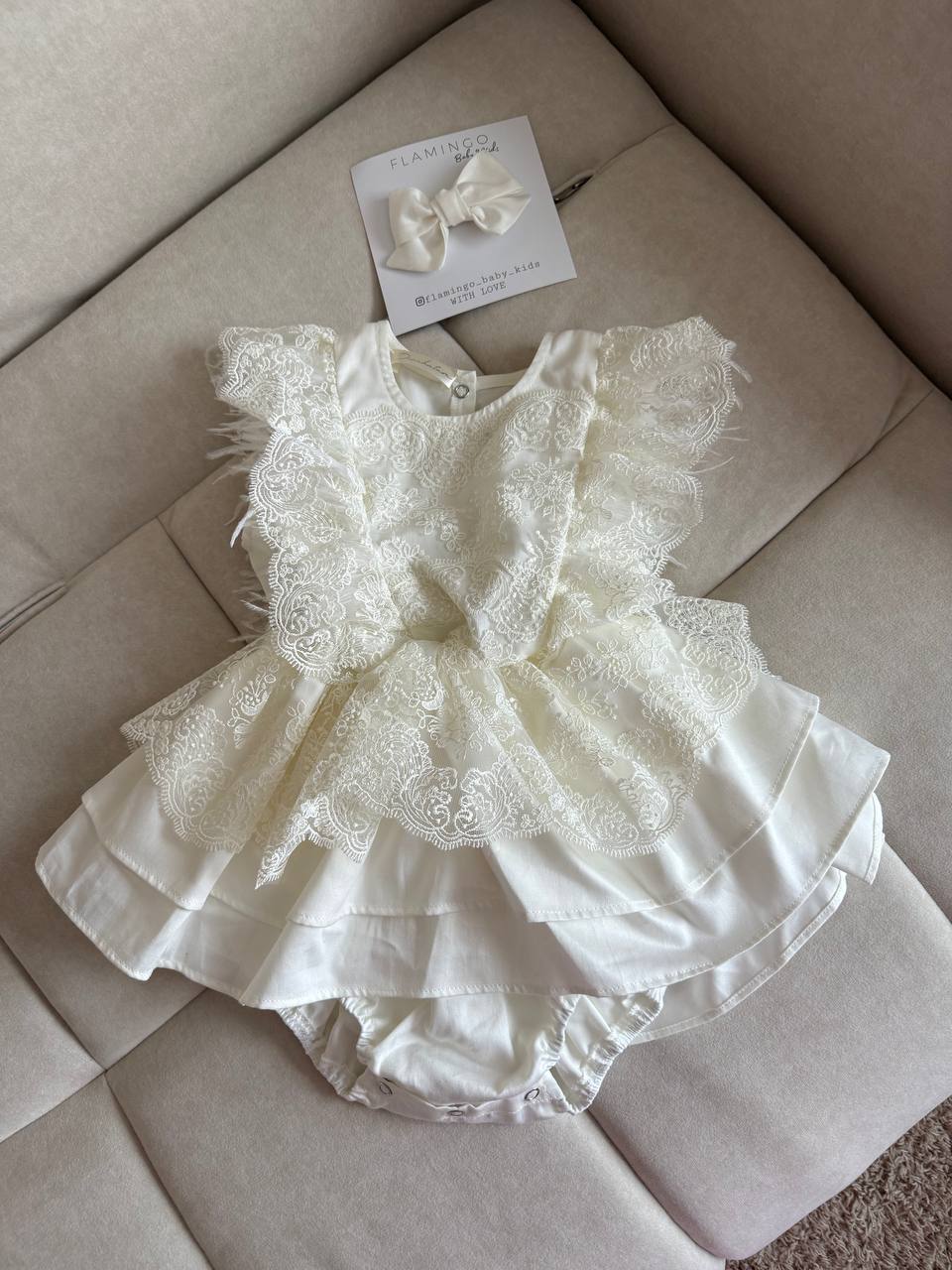 Luxury Lace Baby Girl Dress with Bloomers – Christening & Special Occasion Outfit - Size 92 EU (US 2T)