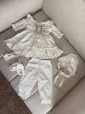 Luxury Baby Girl Christening Outfit Set – Embroidered Dress & Bonnet - Size 68 EU (3-6 months)